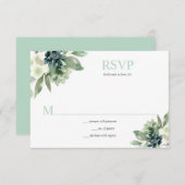 Cartons Réponse Succulents et fleurs blanches - Vert pâle (Devant / Derrière)