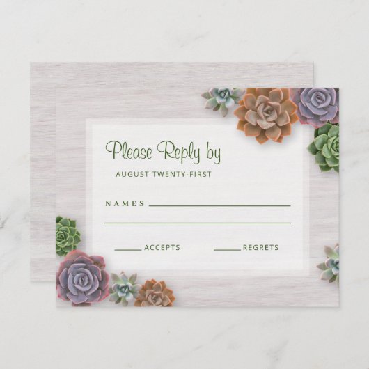 Cartons Réponse Succulents rustiques (Devant / Derrière)