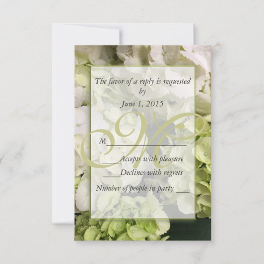 Cartons Réponse Suite Mariage blanc vert Hydrangea (Devant)