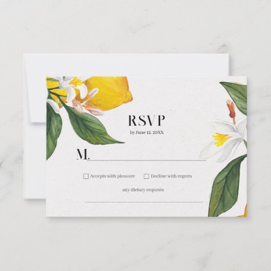 Cartons Réponse Suite Mariage citron blanc (Devant)