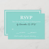 Cartons Réponse Suite Mariage de mariée et de chambre Bleu Turquoi (Devant / Derrière)