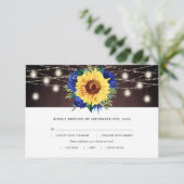 Cartons Réponse Sunflower Blue Floral Jar Lights Bois Mariage Repa (Debout devant)