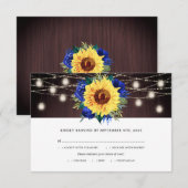 Cartons Réponse Sunflower Blue Floral Jar Lights Bois Mariage Repa (Devant / Derrière)