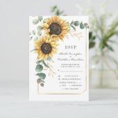 Cartons Réponse Sunflower Bright Botanical Mariage QR Code (Debout devant)