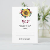 Cartons Réponse Sunflower Bugundy Rose Floral Mariage (Debout devant)
