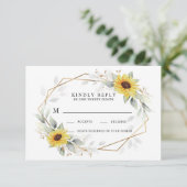 Cartons Réponse Sunflower Elegant Rustique Mariage d'or géométriqu (Debout devant)