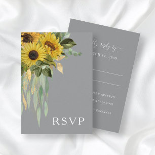 Cartons Réponse Sunflower Eucalyptus Gris Jaune Mariage de automne