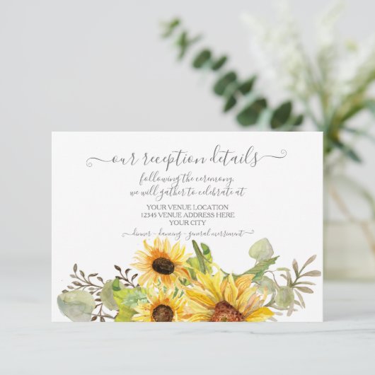 Cartons Réponse Sunflower Floral BOHO Aquarelle Réception Détail (Debout devant)