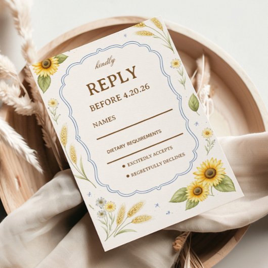 Cartons Réponse Sunflower Floral Rustic Response Design