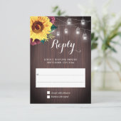 Cartons Réponse Sunflower Jar éclaire Bourgogne Mariage floral (Debout devant)