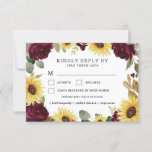 Cartons Réponse Sunflower Meal Choice Floral Rose Rustic Mariage<br><div class="desc">Le design présente de beaux tournesols aquarelle et des roses rouges bordeaux avec d'élégants eucalyptus et d'autres éléments de verdure. Design dispose également d'une disposition de texte moderne.</div>