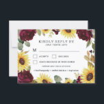 Cartons Réponse Sunflower Meal Choice Floral Rose Rustic Mariage<br><div class="desc">Le design présente de beaux tournesols aquarelle et des roses rouges bordeaux avec d'élégants eucalyptus et d'autres éléments de verdure. Design dispose également d'une disposition de texte moderne.</div>