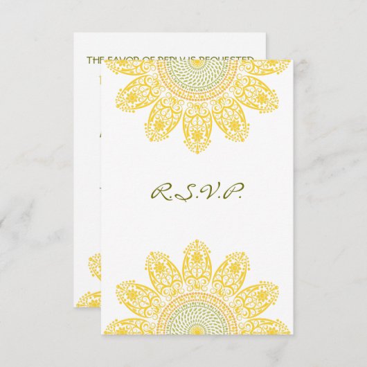 Cartons Réponse Sunflower R.S.V.P. (Devant / Derrière)