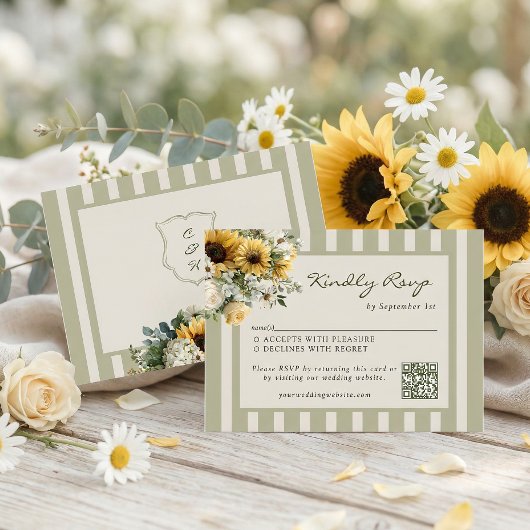 Cartons Réponse Sunflower Rustic Wedding QR Code