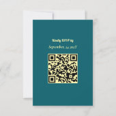 Cartons Réponse Sunflower Teal Blue Gold Modern QR Code Wedding  (Devant)