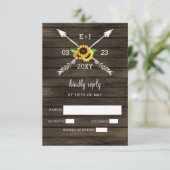 Cartons Réponse Sunflowers Grange bois pays chic mariage (Debout devant)