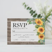 Cartons Réponse Sunflowers Rustic Wood Mariage Website QR Code RSV (Debout devant)