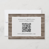 Cartons Réponse Sunflowers Rustic Wood Mariage Website QR Code RSV (Dos)