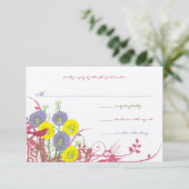 Cartons Réponse Sunny Jaune violet rose Fleur sauvage Mariage en f (Debout devant)