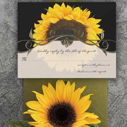Cartons Réponse Sunny Yellow Elegance Sunflower Noir