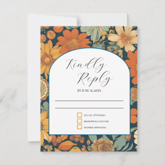 Cartons Réponse Sunset Blooms : Mariage orange Vintage des années