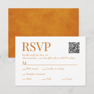 Cartons Réponse Sunset Orange Scan Qr Code Mariage de choix de rep