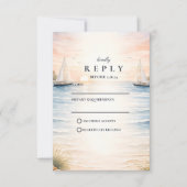 Cartons Réponse Sunset Sailboat Seaside Wedding (Devant)