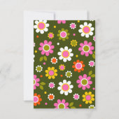Cartons Réponse Super Retro 60s Fleurs rose vif Mariage vert (Dos)