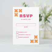 Cartons Réponse Super rétro les années 70 rose orange Mariage (Debout devant)