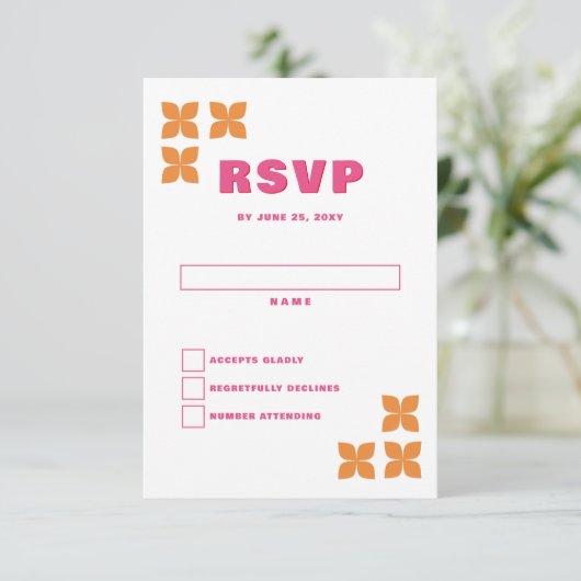 Cartons Réponse Super rétro les années 70 rose orange Mariage (Debout devant)