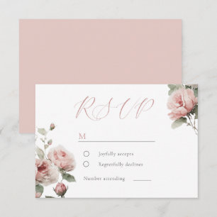 Cartons Réponse Superbe couleur rose pâle Aquarelle Mariage Floral