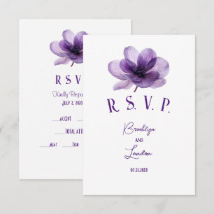 Cartons Réponse Superbe Mariage de fleurs violettes