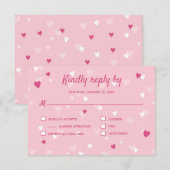 Cartons Réponse Sweet Rose Hearts Valentine Mariage (Devant / Derrière)