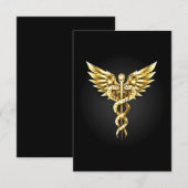 Cartons Réponse Symbole caducee polygonale en or (Devant / Derrière)