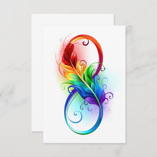 Cartons Réponse Symbole d'infini avec plume arc-en-ciel (Devant / Derrière)