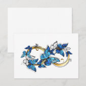 Cartons Réponse Symbole infini de papillons Morpho bleus (Devant / Derrière)