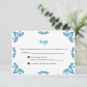 Cartons Réponse Talavera Turquoise Minimalist Spanish Wedding (Debout devant)