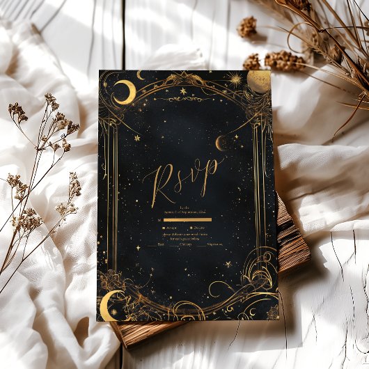 Cartons Réponse Tarot Céleste Mariage Soleil Lune Étoiles Or