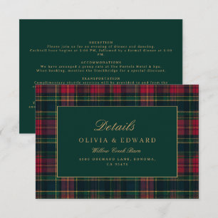 Cartons Réponse Tartan Rouge & Vert Plaid Élégant Or