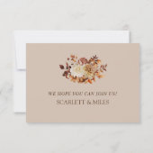 Cartons Réponse Taupe Fall Terracotta Aquarelle Florale Mariage (Dos)