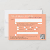 Cartons Réponse Tea rose aquarelle mariage QR code repas orange (Devant)