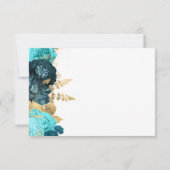 Cartons Réponse Teal Aqua Gold Floral Modern Script Wedding (Dos)