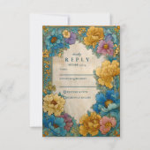 Cartons Réponse Teal Gold Botanical Wedding (Devant)