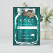Cartons Réponse Teal Rustic Wood Mason Jar Fall Wedding (Debout devant)