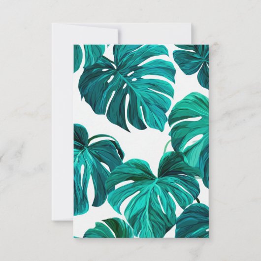 Cartons Réponse Teal Tropical Monstera Leaf Seamless Pattern Art (Devant)