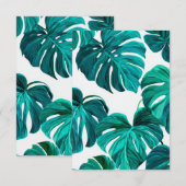 Cartons Réponse Teal Tropical Monstera Leaf Seamless Pattern Art (Devant / Derrière)