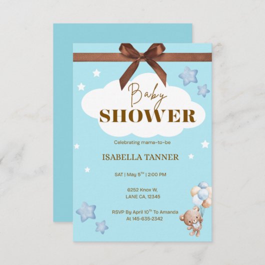 Cartons Réponse Teddy Bear Invintation (Devant / Derrière)