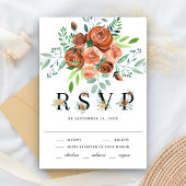 Cartons Réponse Terme brûlé Orange Rose Terracotta Floral Mariage