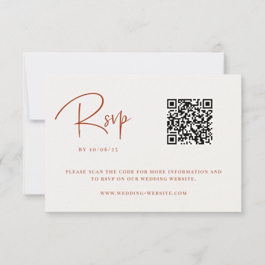 Cartons Réponse Terra Cotta Fall Floral Mariage QR Code (Devant)