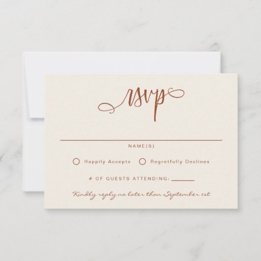 Cartons Réponse Terracotta Beige Script manuscrit Simple (Devant)